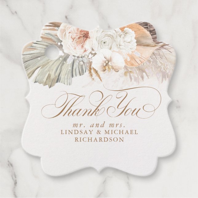 Pampasgräs Blommig Boho Tack Gåvor Etiketter (Framsida)