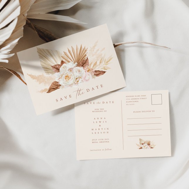 Pampasgräs Blommig Brunorange Spara Datum Meddelande Vykort (Skapare uppladdad)