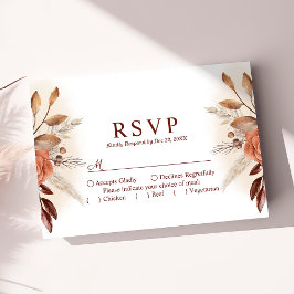 Pampasgräs Blommig Terrakotta Bröllop RSVP-kort OSA Kort