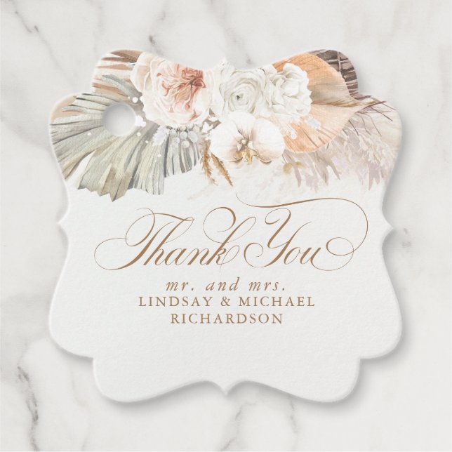 Pampasgräs Blommiga Boho Tack Märkningsetiketter Gåvor Etiketter (Framsida)