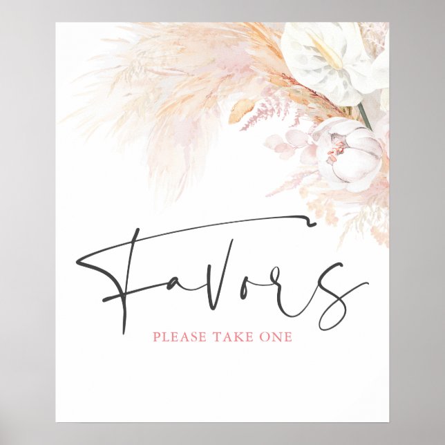 Pampasgräs Blommiga Botaniska Gåvor Skylt (Framsidan)