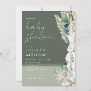 Pampasgräs Boho Blommig Bebis Shower Inbjudningar