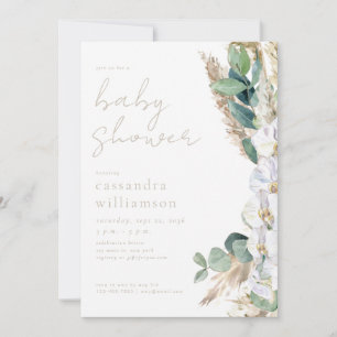 Pampasgräs Boho Blommig Bebis Shower Inbjudningar