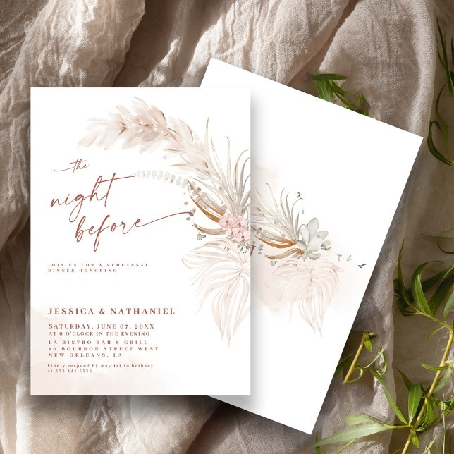Pampasgräs Boho Blommig Kvällen Före Inbjudningar (Skapare uppladdad)