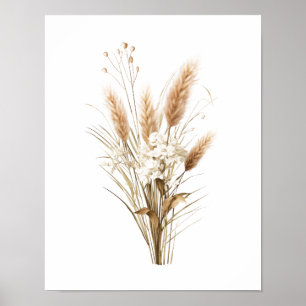 Pampasgräs Boho Botanisk Neutral Dekor Poster