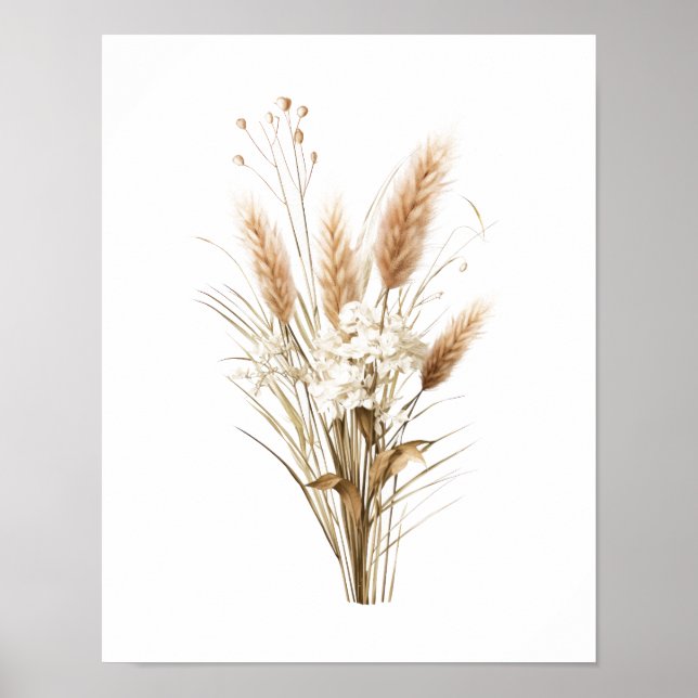 Pampasgräs Boho Botanisk Neutral Dekor Poster (Framsidan)