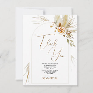 Pampasgräs boho elegant bröllopsdusch tack kort