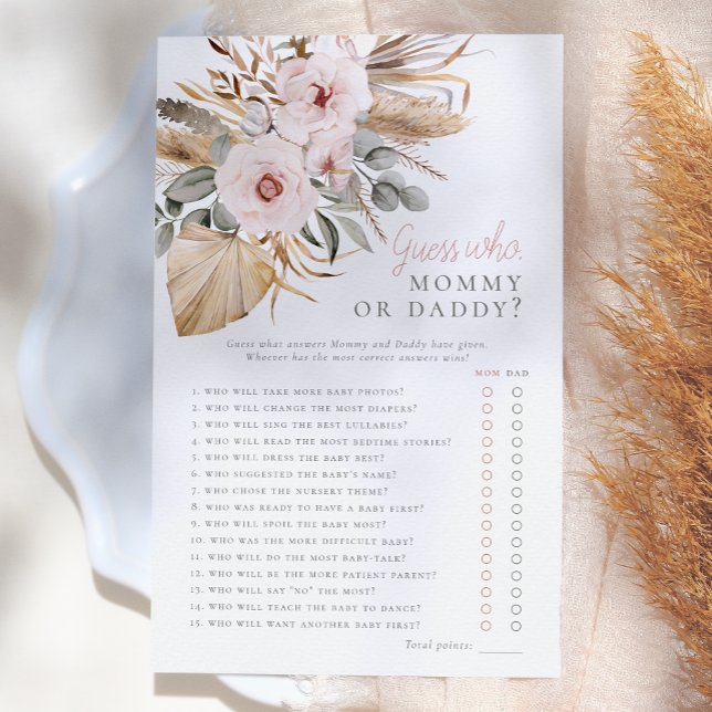 Pampasgräs Boho Gissa Vem Baby Shower Lek (Skapare uppladdad)