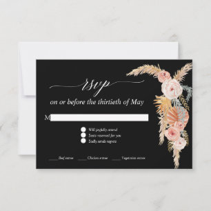 Pampasgräs Boho Rosé Blommiga Rosor Svart RSVP OSA Kort