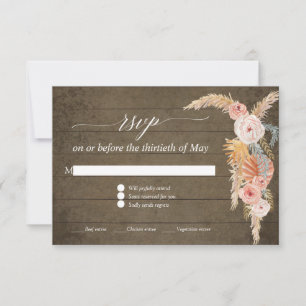 Pampasgräs Boho Rosenskär Blommig Rustik Trä RSVP OSA Kort