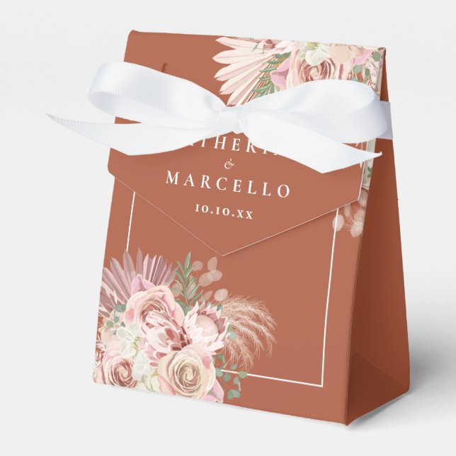 Pampasgräs Boho Terrakotta Bröllop Presentaskar (Framsidan Sidan)