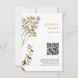 Pampasgräs Bröllop Boho QR-kod RSVP OSA Kort