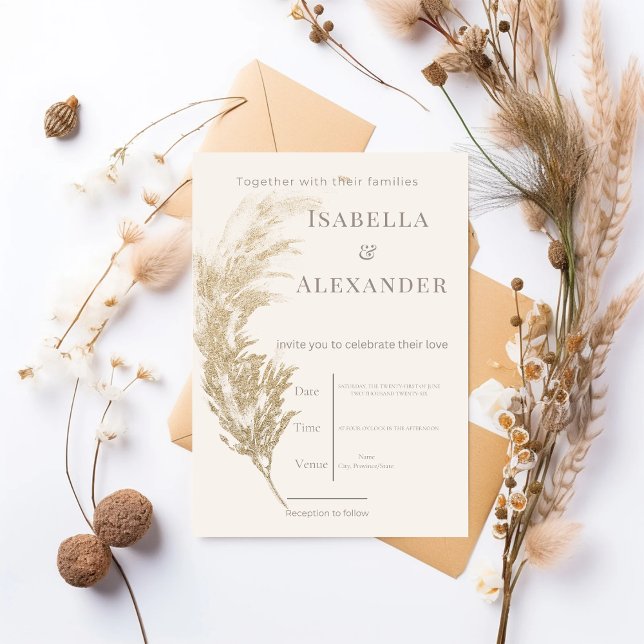Pampasgräs bröllopsinbjudan inbjudningar (Pampas Grass Wedding Invitation)
