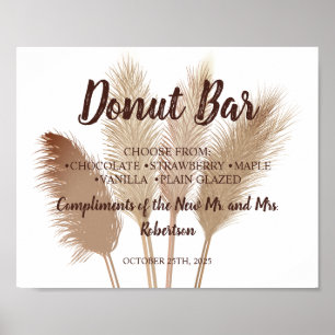 Pampasgräs Donut Bar Bröllopsdusch Bröllopsskylt Poster