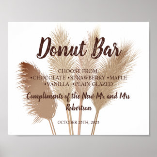 Pampasgräs Donut Bar Bröllopsdusch Bröllopsskylt Poster