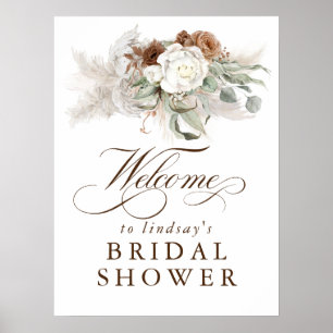 Pampasgräs Floral Boho Bröllopsdusch Välkommen Poster