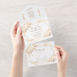 Pampasgräs Guld Monogram Allt i Ett Bröllop  A