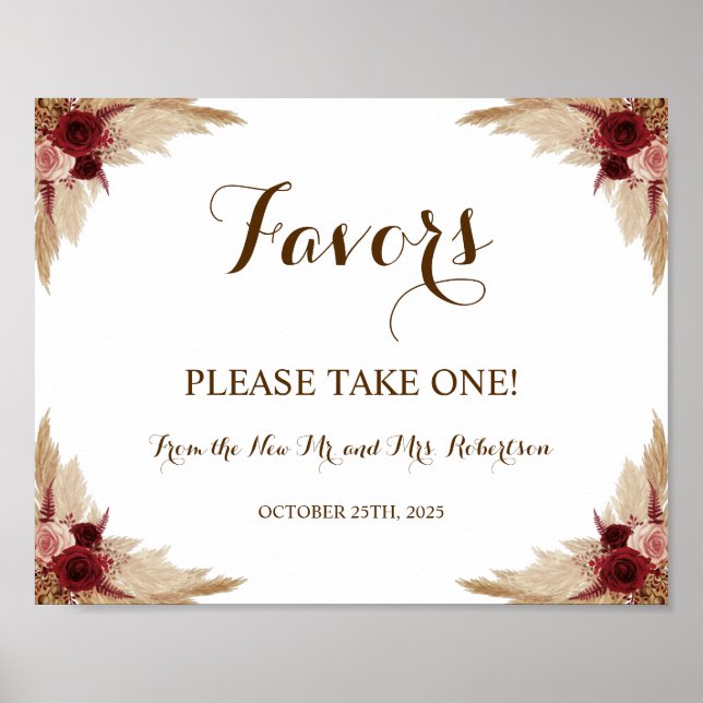 Pampasgräs Gynnar Bröllopsdusch Bröllopsaffisch Poster (Framsidan)