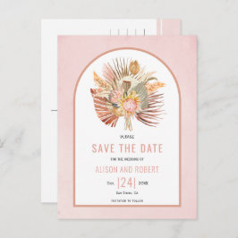 Pampasgräs, handflatan löv mjuk rosa Spara datum Vykort