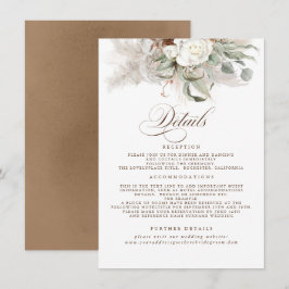 Pampasgräs Jordtoner Blommig Bröllopsdetaljer Tilläggskort