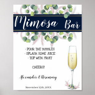 Pampasgräs Mimosa Bar Bröllopsdusch, Bröllop Poster