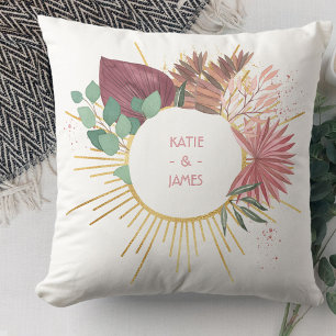 Pampasgräs och guld sol Mandala årsdag Kudde