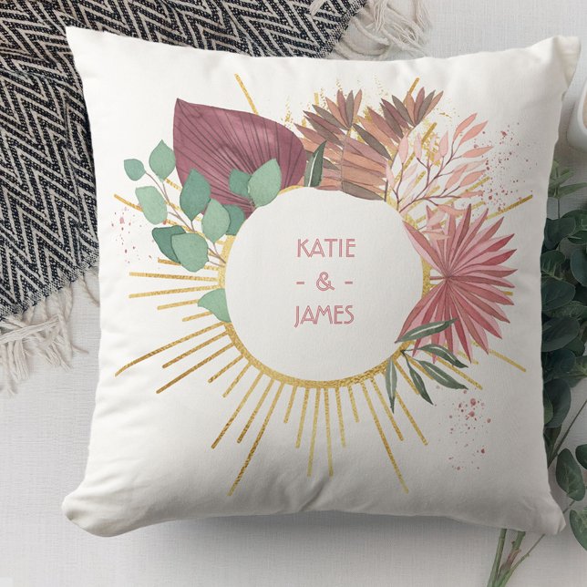 Pampasgräs och guld sol Mandala årsdag Kudde (Skapare uppladdad)