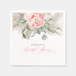 Pampasgräs och rosa blommor Bröllopsdusch Pappersservett