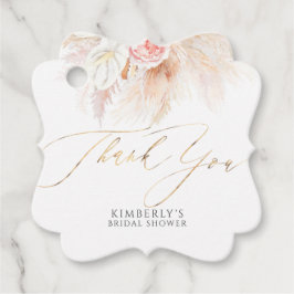 Pampasgräs och rosa blommor Tack Gåvor Etiketter