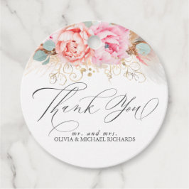 Pampasgräs och rosa blommor tack gåvor etiketter