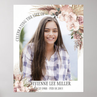 Pampasgräs Orkidé Blommig Foto Begravning Minnesst Poster