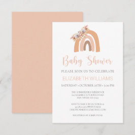 Pampasgräs Pastell Rosa Regnbåge Baby Shower Inbju Inbjudningar
