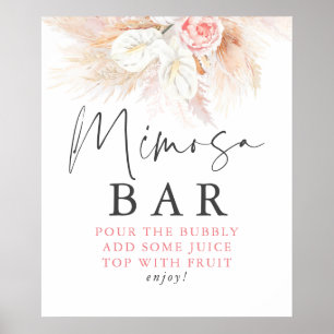 Pampasgräs Rosa Blommig Mimosa Barskylt Poster
