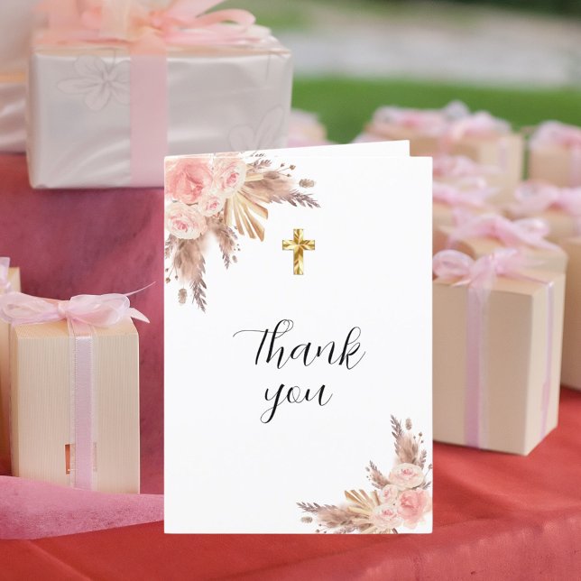 Pampasgräs rose gold blommor foto bekräftelse tack kort (Skapare uppladdad)