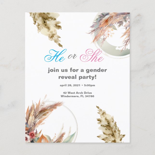 Pampasgräs Rund Ram Uppvisning Festinbjudan (Framsida)