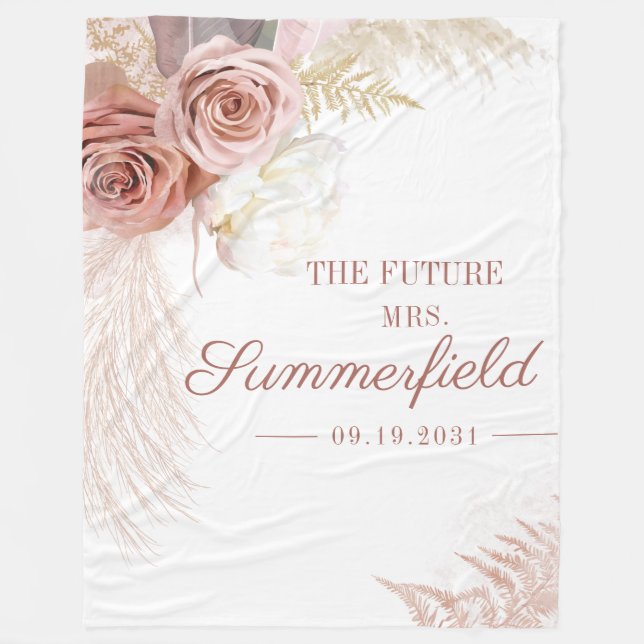 Pampasgräs Tan Bröllopsfirande Fleecefilt (Framsidan)