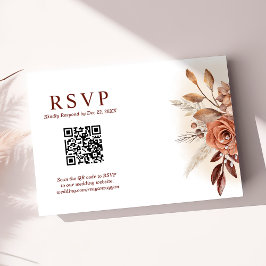 Pampasgräs Terra QR-kod Blommig Bröllop RSVP OSA Kort
