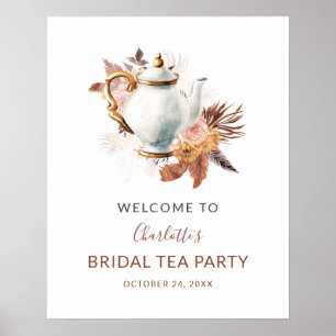 Pampasgräs Terrakotta Bröllops Te-partaj Välkommen Poster