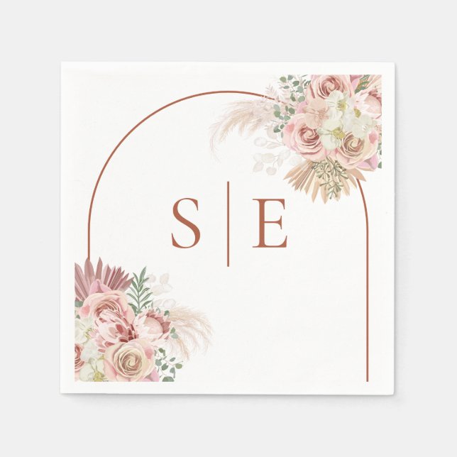 Pampasgräs Terrakotta valv Monogram Pappersservett (Framsidan)