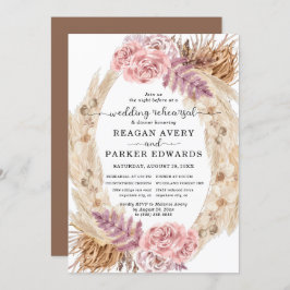 Pampasgräs Torkad Blommig Bröllopsrepetition Midda Inbjudningar