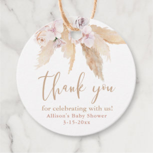 Pampasgräs tropiska blad baby shower tack gåvor etiketter