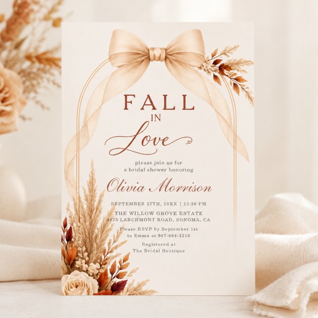 Pampasgräsbåge Fall In Love Bröllopsdusch Inbjudningar (Skapare uppladdad)
