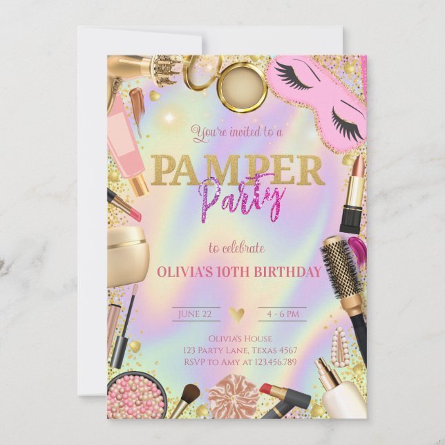 Pamper Party Birthday Inbjudningar (Framsida)