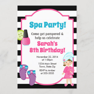 Pamper Party för födelsedagsinbjudan till Spa Part Inbjudningar