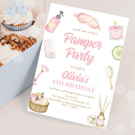 Pamper Party, Glam Party, Girls Spa Party Birthday Inbjudningar