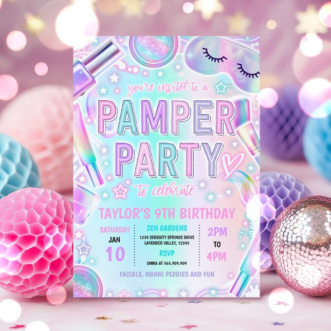 Pamper Party Glow Pastel Spa Makeup Födelsedagsfes Inbjudningar (Skapare uppladdad)