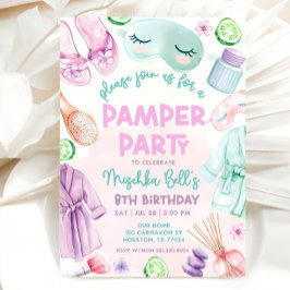 Pamper Party Inbjudan, Girls Spa Birthday, Spa Par Inbjudningar