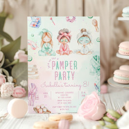 Pamper party tjejer Salon Födelsedagsfest Inbjudningar