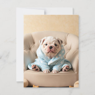 Pamperad Valp i Bathrobe - Rolig hund Vykort