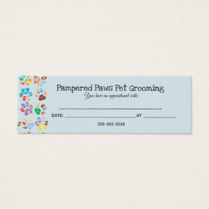 Pampererade Tassar Pet Grooming-avtalskort Litet Visitkort